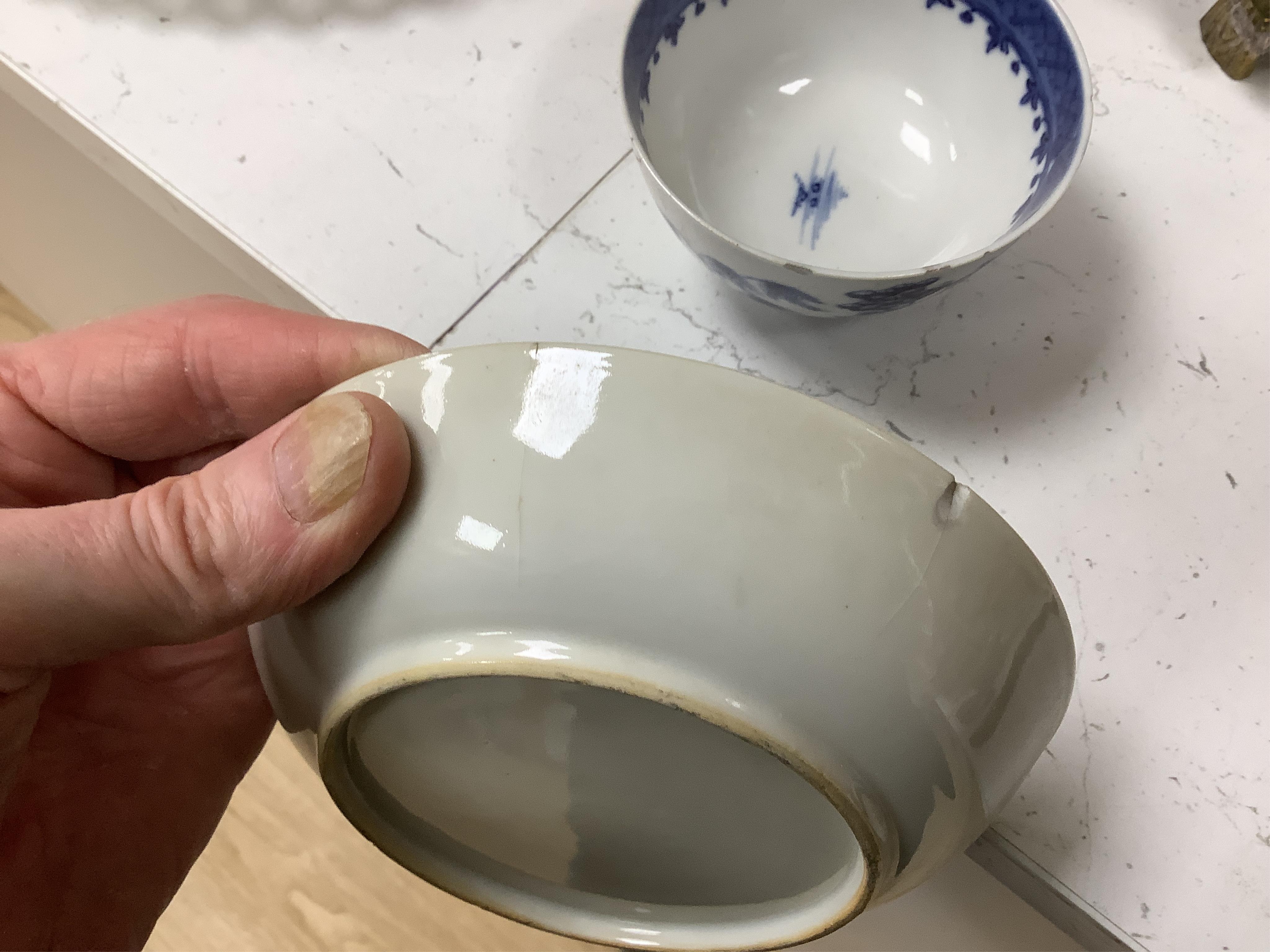 A collection of 18th century and later Chinese tea wares, a studio pottery jug & an R&L Parian bust of Handel, tallest 25cm